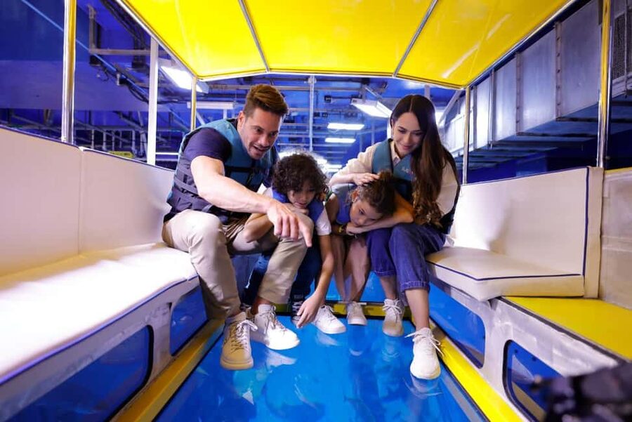 Dubai Aquarium + Sky Views Observatory Tickets - Taking the Glass Slide